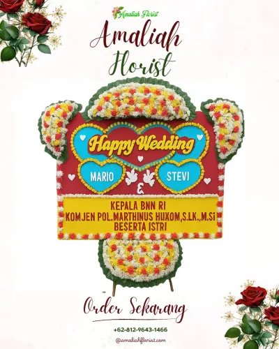 Karangan Papan Bunga Pernikahan di Bojongkamal